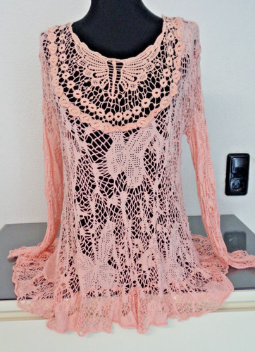 Tunika shirt netz lochmuster - netz,